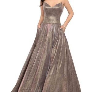 Cecilia Couture 1482 Size 8 Bronze Strapless A Line Long Dress